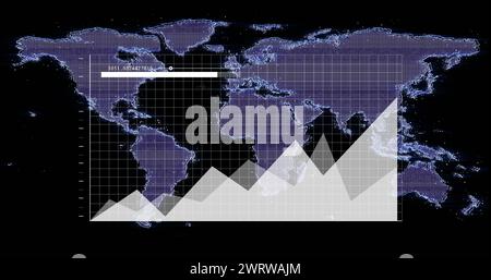 Image of world map and financial data processing over cityscape Stock ...