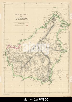 The Island of Borneo by Edward Weller. Sarawak Sabah Brunei Kalimantan 1860 map Stock Photo