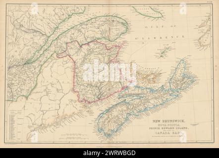 New Brunswick, Nova Scotia, Prince Edward Island &… Canada East. LOWRY 1860 map Stock Photo