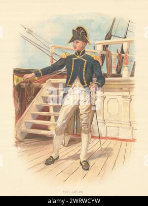 Post-Captain (18th century) by W.C. Symons. Royal Navy 1893 old antique print Stock Photo
