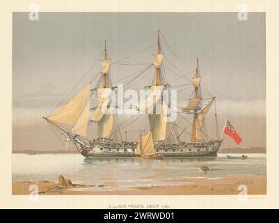 A 42-Gun Frigate about 1780 by W.F. Mitchell. Royal Navy 1893 old print Stock Photo