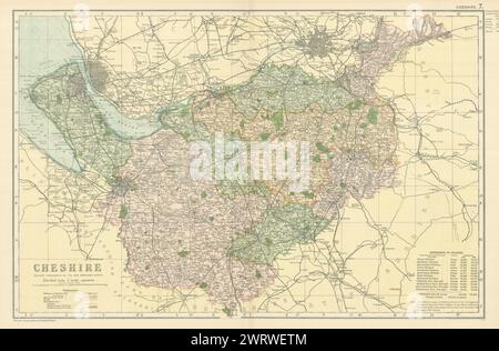CHESHIRE antique county map by GW BACON 1891 old plan chart Stock Photo ...