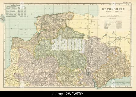 DEVON (North) antique county map by GW BACON 1885 old plan chart Stock ...
