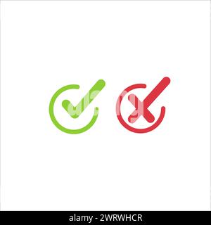 Set check mark and cross. quiz correct and wrong answers. Stock vector ...