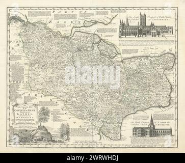 An Accurate Map of the County of Kent Divided into its Lathes… by E Bowen 1762 Stock Photo