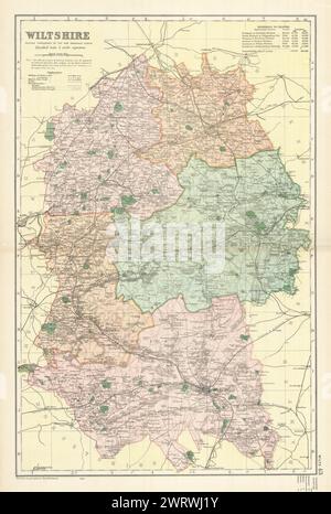 WILTSHIRE antique county map by GW BACON 1891 old plan chart Stock ...