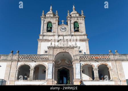 Portugal, Oeste Region, Nazaré, Santuário de Nossa Senhora da Nazaré Catholic Church in the Sítio area of the Town Stock Photo