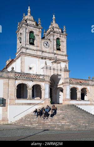 Portugal, Oeste Region, Nazaré, Santuário de Nossa Senhora da Nazaré Catholic Church in the Sítio area of the Town Stock Photo