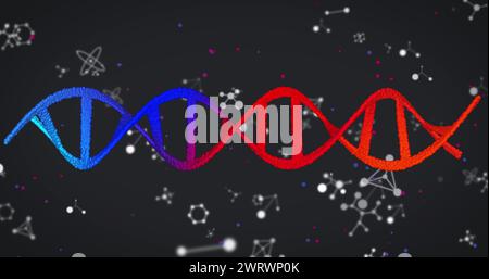 Image of molecules and dna strand spinning Stock Photo