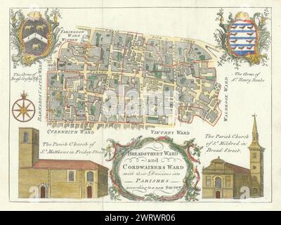 Breadstreet Ward and Cordwainers Ward… City of London. COLE 1760 old ...
