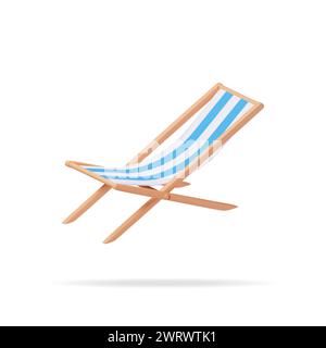 3D Wooden Chaise Lounge Isolated. Stock Vector