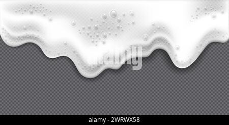 Sea or ocean waves, cleaning detergent spume, or beer or shampoo foam. Realistic 3d vector illustration Stock Vector