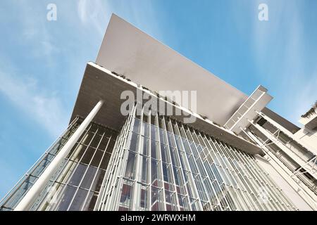 Athens, Greece - March 03, 2024: Architectural details of Stavros Niarchos Foundation Cultural Center 'SNFCC', designed by Renzo Piano Building Worksh Stock Photo