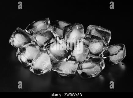 Ice cubes isolated on black background Stock Photo