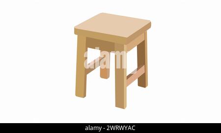 Vector isolated Wooden Stools Set. Vector isolated illustration set on a white background. Stock Vector