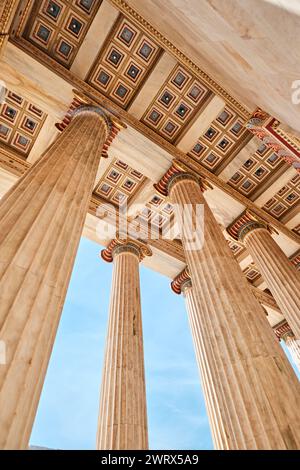Athens, Greece - March 03, 2024: Architectural details of Academy of Athens Stock Photo