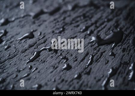 Background, slate wet with drops water board in closeup Stock Photo