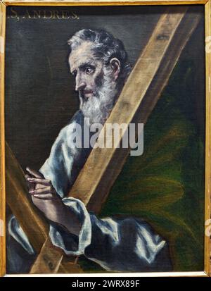 Domenikos Theotocopoulos, El Greco  and Workshop, (Candia, Crete, 1541 - Toledo, 1614), Saint Andrew the Apostle, c. 1608-1614, Fine Arts Museum, Muse Stock Photo
