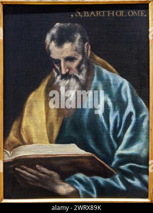 Domenikos Theotocopoulos, El Greco  and Workshop, (Candia, Crete, 1541 - Toledo, 1614), Saint Simon the Apostle, c. 1608-1614, Fine Arts Museum, Museo Stock Photo