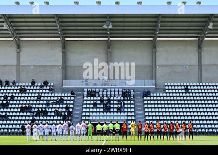 Tubize, Belgium. 14th Mar, 2024. both team line ups ahead of a friendly soccer game between the national under 16 teams of Belgium and Hungary on Thursday 14 March 2024 in Tubize, Belgium . Credit: sportpix/Alamy Live News Stock Photo