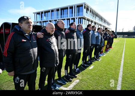 Tubize, Belgium. 14th Mar, 2024. Belgian Staff pictured during a friendly soccer game between the national under 16 teams of Belgium and Hungary on Thursday 14 March 2024 in Tubize, Belgium . Credit: sportpix/Alamy Live News Stock Photo