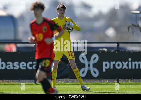 Tubize, Belgium. 14th Mar, 2024. Bas Evers (12) of Belgium pictured during a friendly soccer game between the national under 16 teams of Belgium and Hungary on Thursday 14 March 2024 in Tubize, Belgium . Credit: sportpix/Alamy Live News Stock Photo