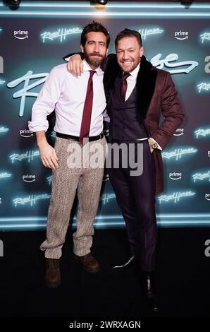 Jake Gyllenhaal (left) and Conor McGregor attend a screening for Road House at the Curzon Mayfair, London. Picture date: Thursday March 14, 2024. Stock Photo