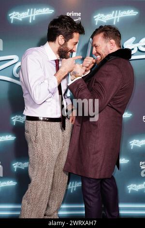 Jake Gyllenhaal (left) and Conor McGregor attend a screening for Road House at the Curzon Mayfair, London. Picture date: Thursday March 14, 2024. Stock Photo