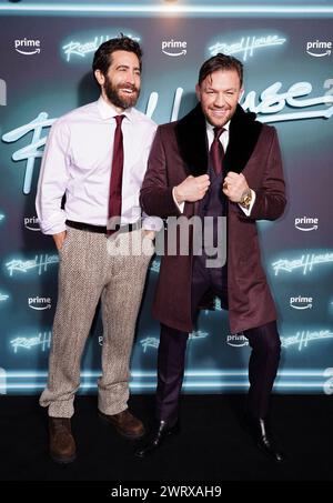 Jake Gyllenhaal (left) and Conor McGregor attend a screening for Road House at the Curzon Mayfair, London. Picture date: Thursday March 14, 2024. Stock Photo