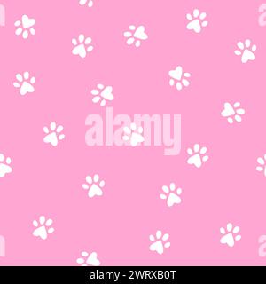 Pink seamless pattern, Cat little paws texture Stock Vector