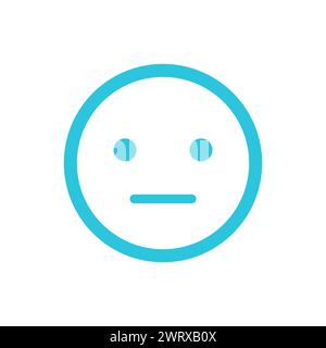 Serious emoji face, emoticon feelings, drawing isolated on white background, from blue icon set. Stock Vector