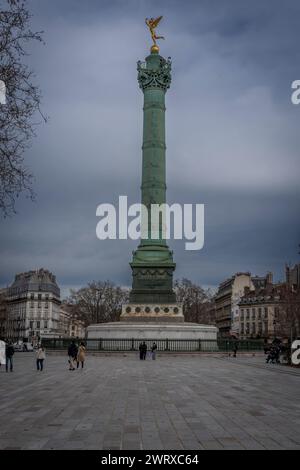 Paris, France - 03 08 2024: Bastille's Place. View of the Vendome column Stock Photo