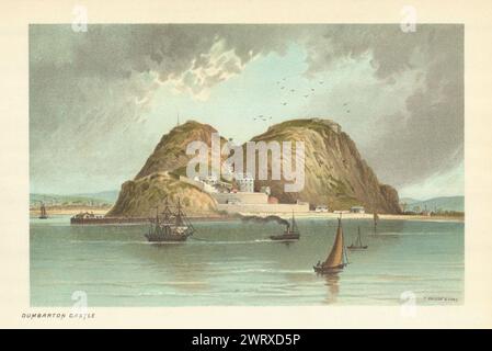 Dumbarton Castle. Scotland antique chromolithograph 1891 old print Stock Photo