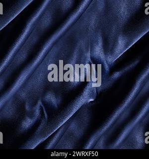 Seamless texture photo of blue colored wrinkled silk drapery material. Stock Photo