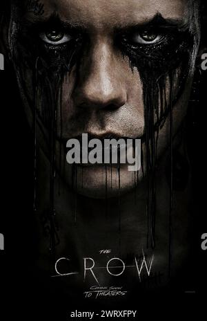 The Crow (2024) directed by Rupert Sanders and starring Bill Skarsgård, Danny Huston and FKA twigs. Soulmates Eric Draven and Shelly Webster are brutally murdered. Given the chance to save his true love by sacrificing himself, Eric sets out to seek revenge, traversing the worlds of the living and the dead to put the wrong things right. US advance poster.***EDITORIAL USE ONLY*** Credit: BFA / Lionsgate Stock Photo