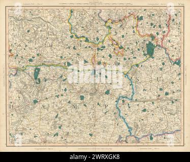 SURREY HILLS, THAMES VALLEY & WESSEX DOWNS. Berkshire, Hampshire. CARY 1832 map Stock Photo