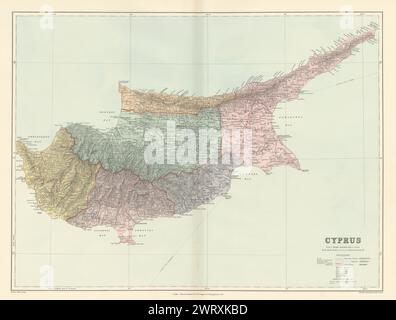 Cyprus. Districts. Ancient sites. Large 51x66cm. STANFORD 1896 old antique map Stock Photo