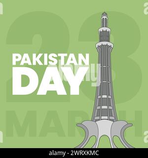 Pakistan Day vector Minar e Pakistan 23rd March Vector Illustration Icon Pakistan Day Lahore Minar Vector Pakistan Resolution Stock Vector