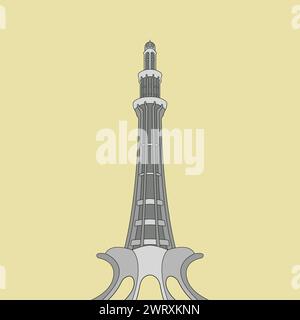 Pakistan Day vector Minar e Pakistan 23rd March Vector Illustration Icon Pakistan Day Lahore Minar Vector Pakistan Resolution Stock Vector