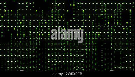 Image of data processing and binary coding on screen over planet earth ...