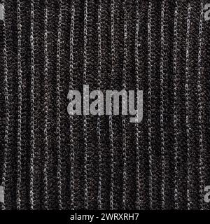 Seamless texture photo of dark gray wool striped sweater material. Stock Photo