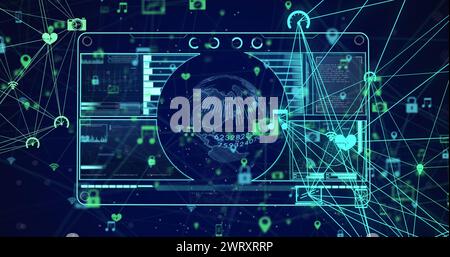 Image of globe spinning with numbers and data processing Stock Photo ...