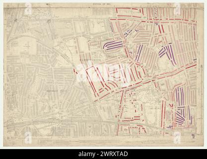 LSE POVERTY OS PROOF MAP Hammersmith  Ravenscourt Park  Shepherds Bush 1928 Stock Photo