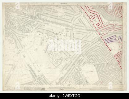 LSE POVERTY OS PROOF MAP Kilburn - West Hampstead - Brondesbury 1928 old Stock Photo