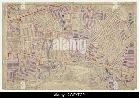 LSE POVERTY OS PROOF MAP East End - Limehouse - Shadwell - Wapping 1928 Stock Photo