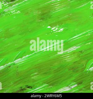 Seamless texture photo of green paint brush strokes, close up. Stock Photo