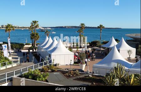 Cannes, France - March 14, 2024: MIPIM - The Global Urban Festival at the Palais des Festivals. Mandoga Media Germany, Real Estate, Immobilien, Immobilier, MAPIC, Trade Fair, Congress Stock Photo