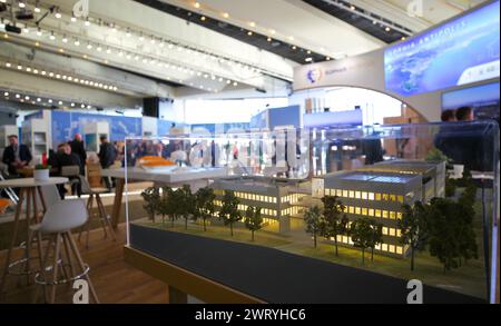 Cannes, France - March 14, 2024: MIPIM - The Global Urban Festival at the Palais des Festivals. Mandoga Media Germany, Real Estate, Immobilien, Immobilier, MAPIC, Trade Fair, Congress Stock Photo