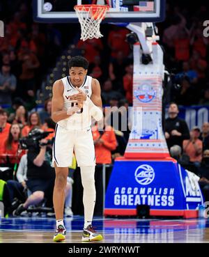 March 14, 2024: Virginia Cavaliers Guard (13) Ryan Dunn celebrates a basket during an ACC Men's Basketball Tournament game between the Virginia Cavaliers and the Boston College Eagles at Capital One Arena in Washington, DC Justin Cooper/CSM Stock Photo