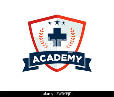 health academy logo designs simple modern for education logo Stock Vector